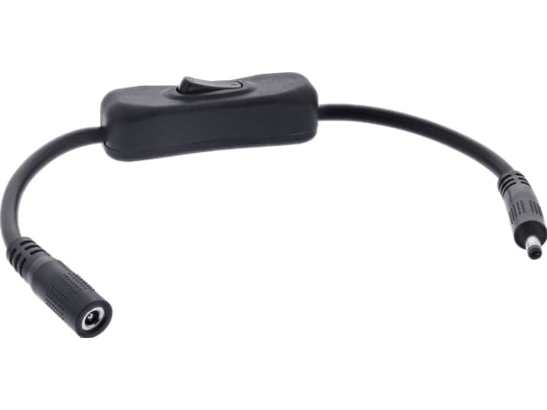 InLine® DC-kabel med bryter, DC ST/BU 4,0x1,7mm, AWG 18, svart, 0,20m