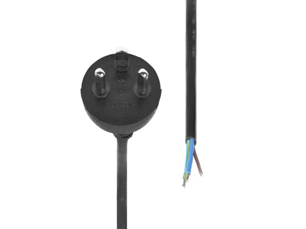 MicroConnect - Strømkabel - type K (hann) til uisolert tråd - 250 V - 13 A - 3 m - svart - Danmark