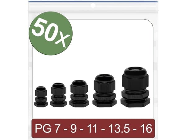 Quadrios 24CA388 24CA388 Kabelforskruning PG7, PG9, PG11, PG13.5, PG16 Polyamid Sort 50 stk