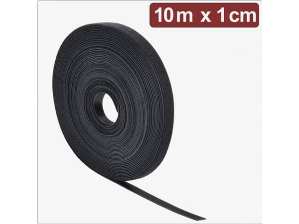 Quadrios 24CA307 Koukku- ja silmukkateippi niputtamiseen Liima- ja silmukkaosa L x K 10 m 1 cm Musta 10 (24CA307)