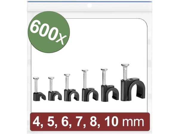Quadrios 24CA437 Sømclips 24CA437 Bundt-Ø-område 2 til 10 mm Sort 600 stk