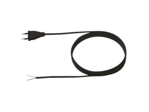 BACHMANN strömkabel 2x0,75 2m svart, Euro-kontakt H03VVH2-F oförpackad