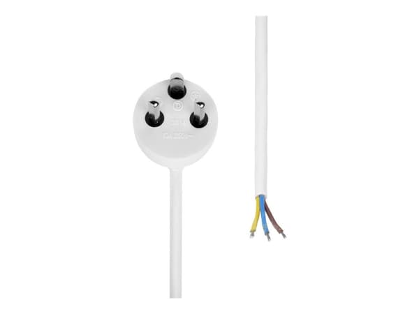 MicroConnect - Strømkabel - type K (hann) til uisolert tråd - 250 V - 13 A - 7 m - hvit - Danmark