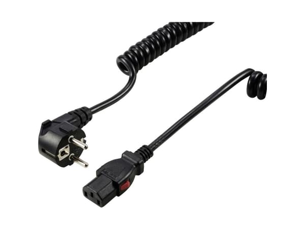 Sygonix SY-6733074 Koldapparater Tilslutningskabel Sort 3 m Kan låses, Spiralkabel