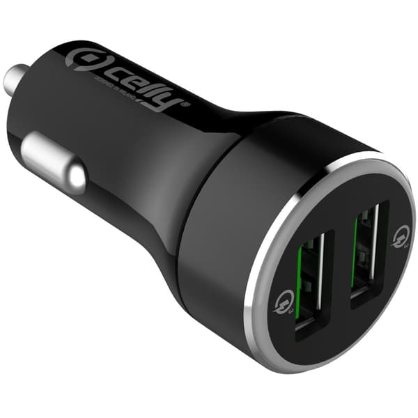 Celly Billader 2xUSB QC3 Max 36W Sort
