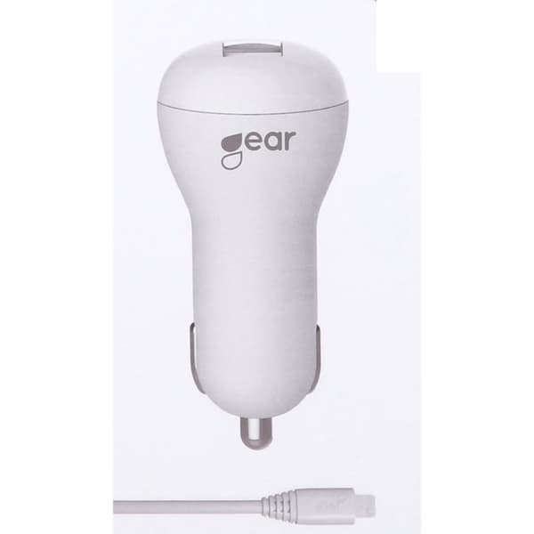 GEAR Lader 12/24V 1xUSB 1A + MicroUSB Rund Kabel 1.0m Hvid