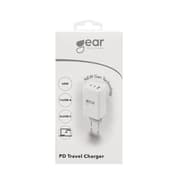 GEAR Lader GAN 220V 2xUSB-C + 1xUSB-A PD 45W + 18W + 3A (total 65W) Hvid