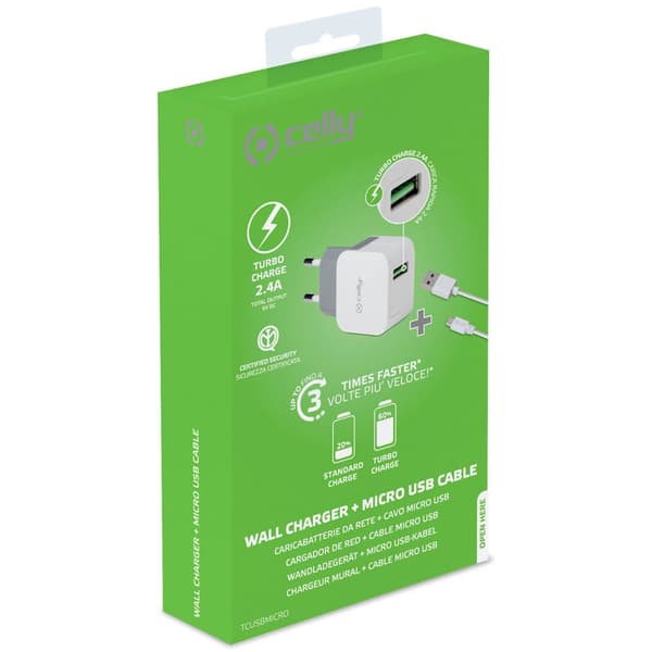 Celly USB-oplader MicroUSB 2.4A
