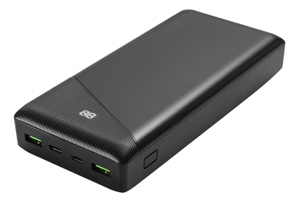 Power bank 30 000 mAh, 2x USB-A 18 W, 1x USB-C, 111 Wh Sort