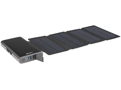 25.000 mAh Solar 4-Panel Powerbank, Black
