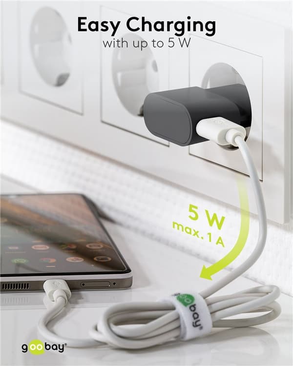 USB-A-laddare (5 W) svart