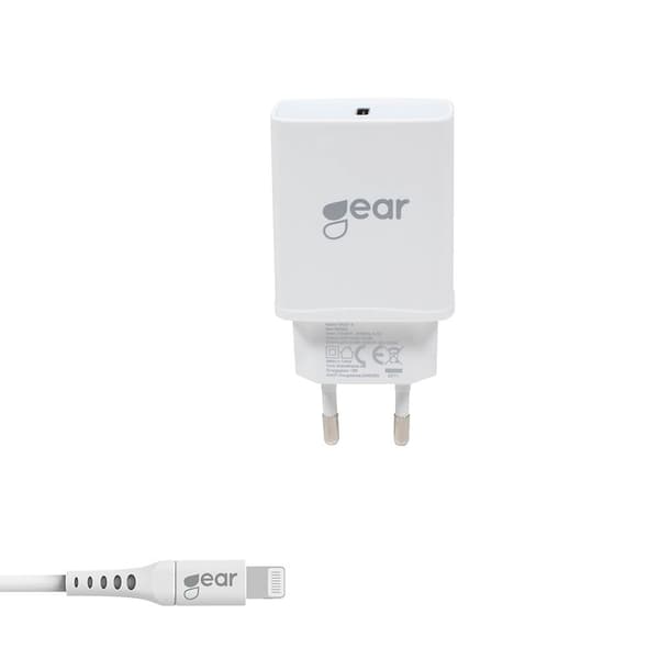 GEAR Lader 220V 1xUSB-C PD 20W Kabel Lightning til USB-C MFI C94