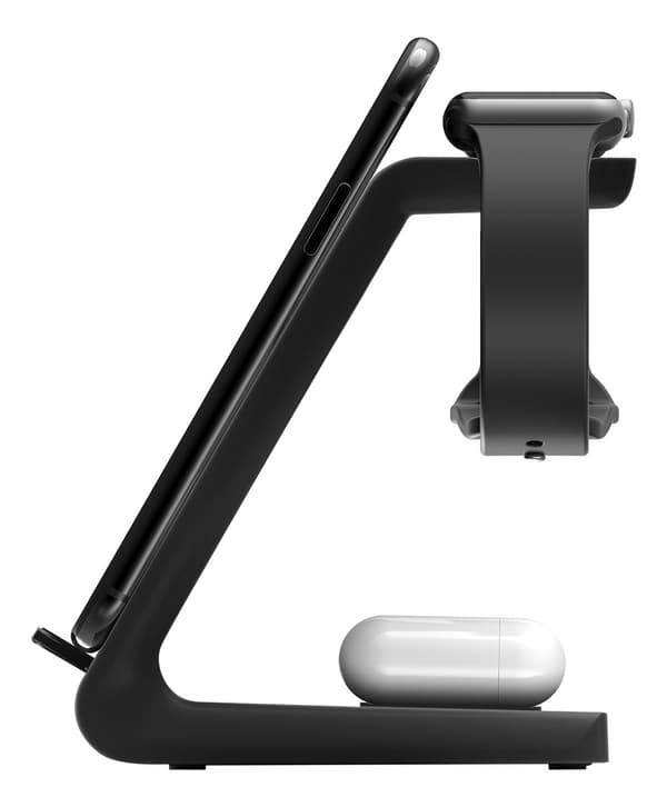 3-in-1 wireless charger stand, 15 W, 5 W, 3 W, black