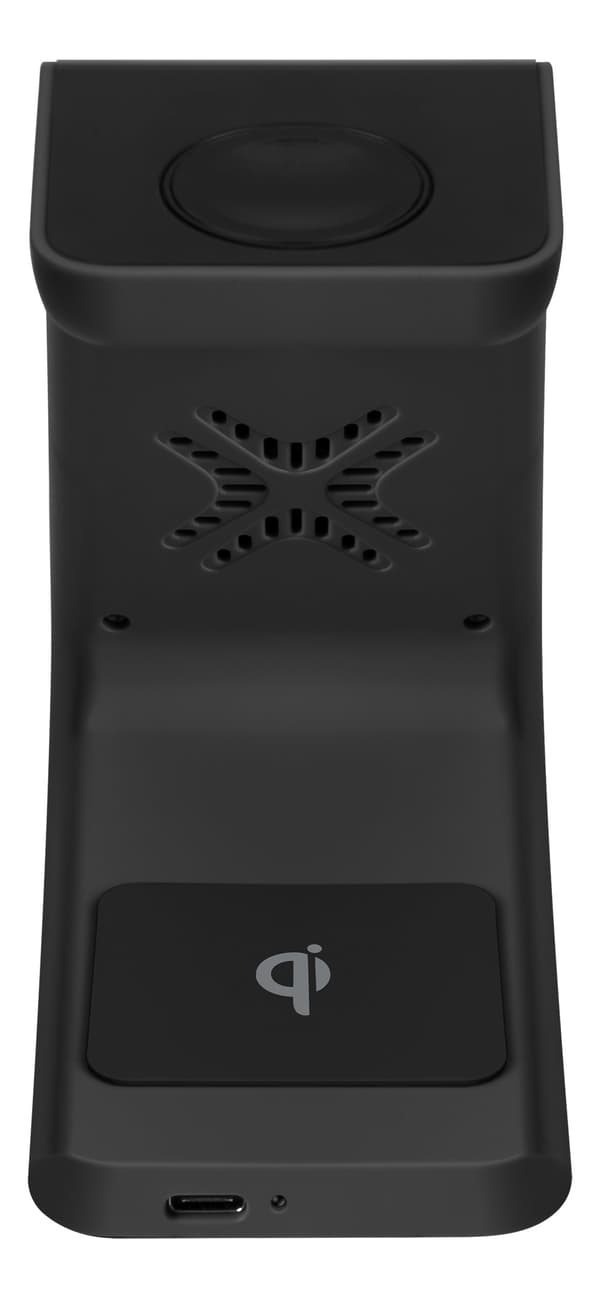 3-in-1 wireless charger stand, 15 W, 5 W, 3 W, black