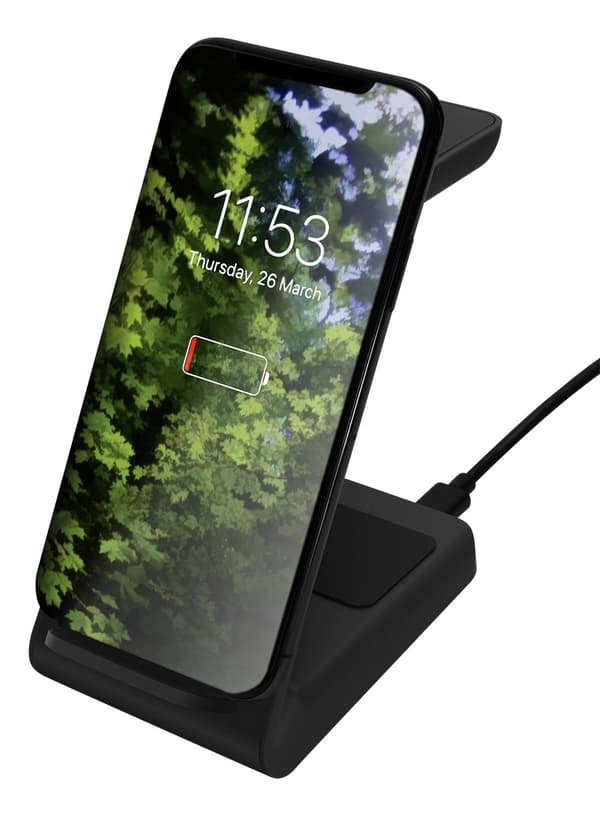 3-in-1 wireless charger stand, 15 W, 5 W, 3 W, black