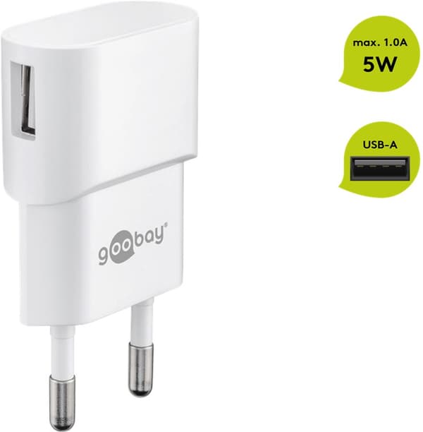 USB-A-laddare (5 W) vit