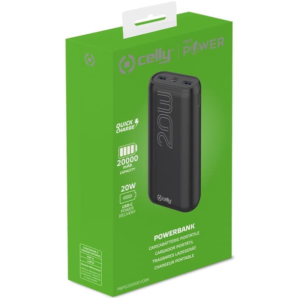 PowerBank PD 20W 20 000 mAh Sort