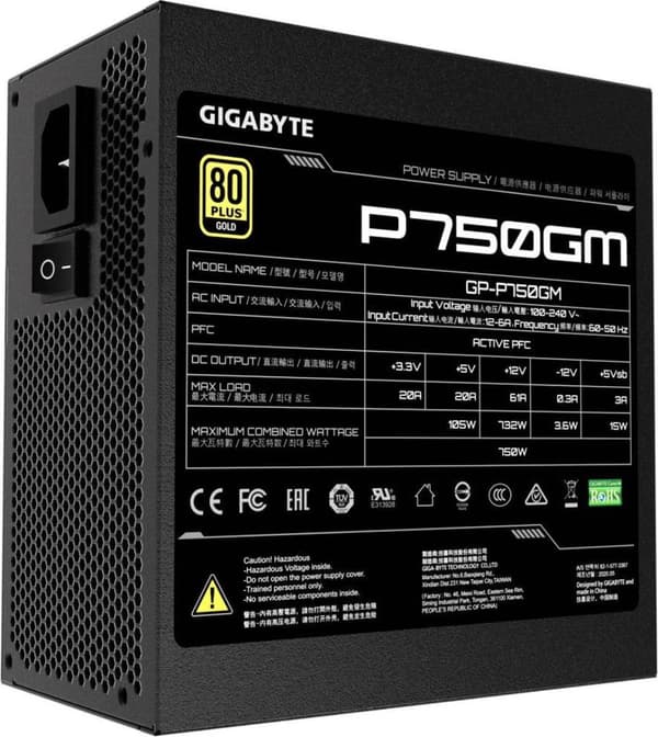 Gigabyte GP-P750GM PC virtalähde 750 W ATX 80 Plus Gold