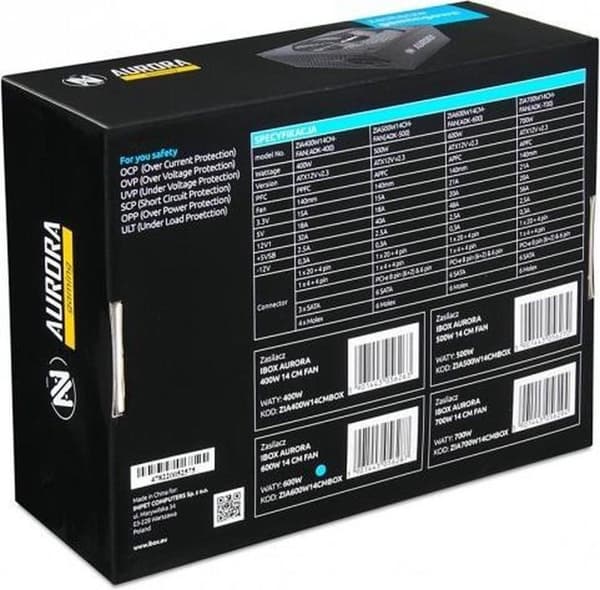 iBox Aurora 500W strømforsyningsenhed 20+4 pin ATX ATX
