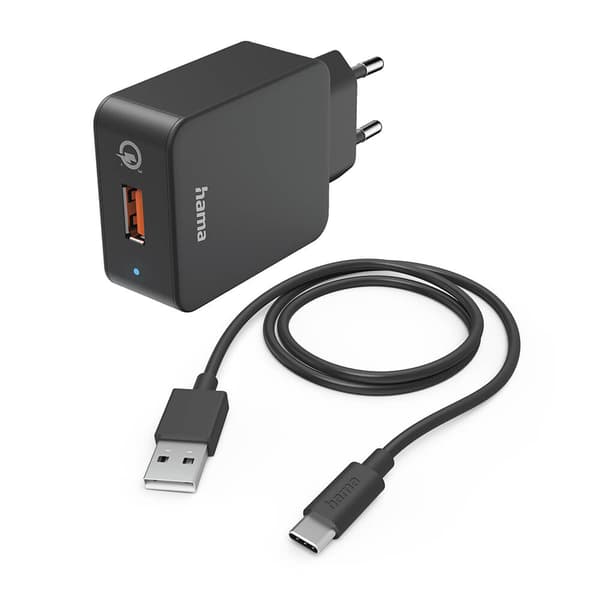 HAMA Oplader 220V med USB-C Cable Qualcomm 19.5W Sort