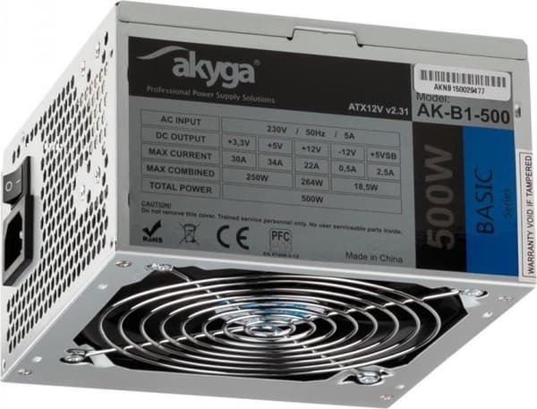 Akyga AK-B1-500 strømforsyning 500 W 20+4-pin ATX ATX Grå