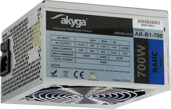 Akyga AK-B1-700 strømforsyning 700 W 20+4-pin ATX ATX Grå Grå