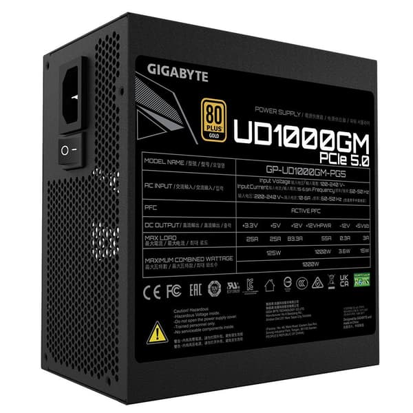Gigabyte UD1000GM PG5 strømforsyningsenhed 1000 W 20+4 pin ATX ATX Sort