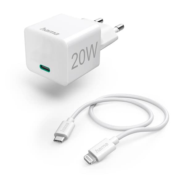 HAMA Hurtigoplader 220V USB-C-Lightning Hvid