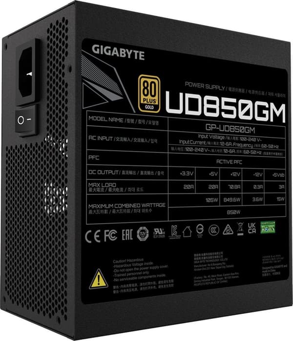Gigabyte UD850GM strømforsyningsenhed 850 W 20+4 pin ATX ATX Sort