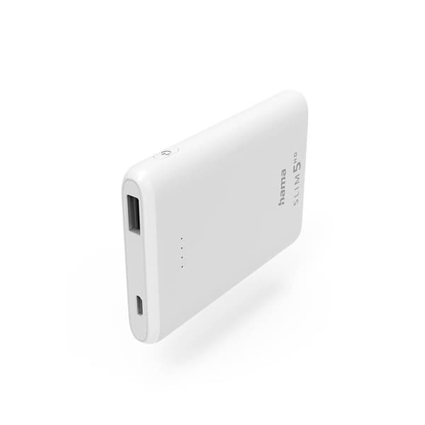 Powerbank Slim 5000mAh Hvit