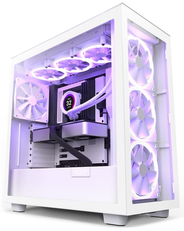 NZXT H7 Elite RGB Mid Tower Case, White Vit