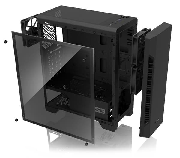 Obudowa S3 TG ATX Mid Tower PC Case TG fan x3