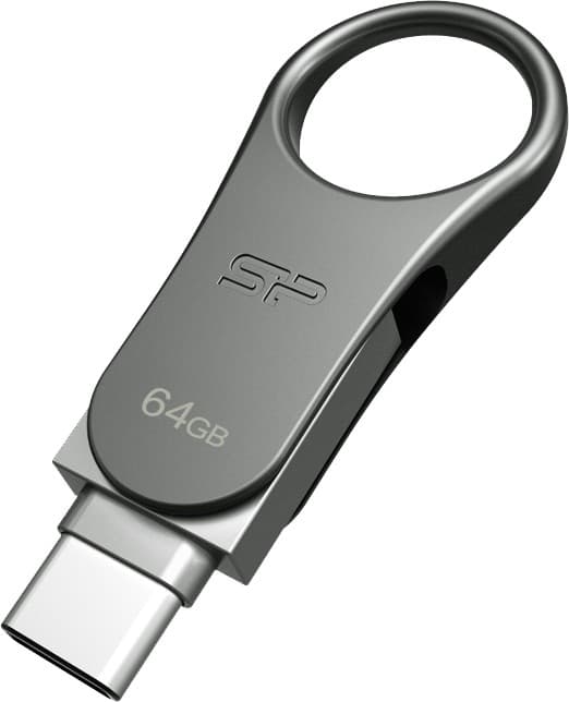 Silicon Power Mobile C80 USB flash drive 64 GB USB Type-A / USB Type-C 3.0 (3.1 Gen 1) Titanium