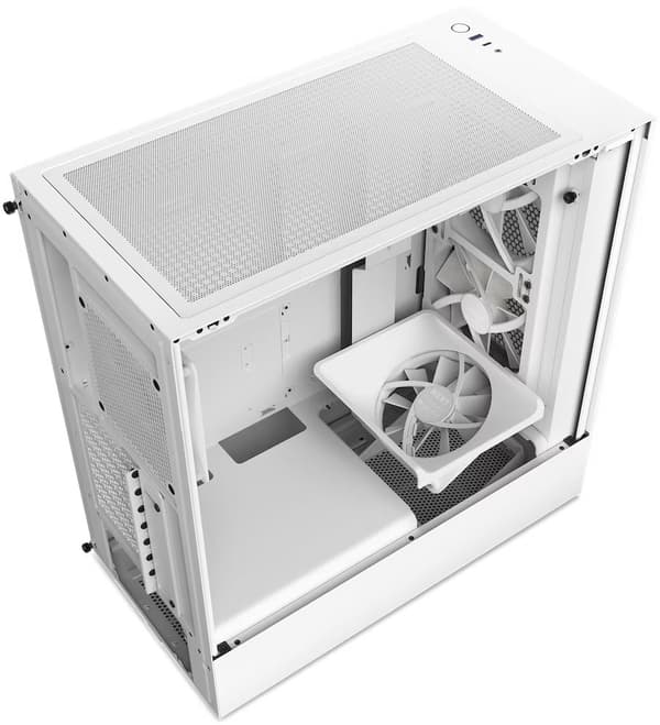 Case NZXT H5 Flow RGB Matte White, Mid-Tower