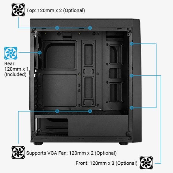 Carcasa Aerocool Bolt neagra, SPCC Steel