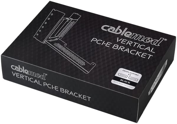 CableMod Vertical Graphics Card Holder with PCIe x16 Riser Cable, 2x DisplayPort - Black