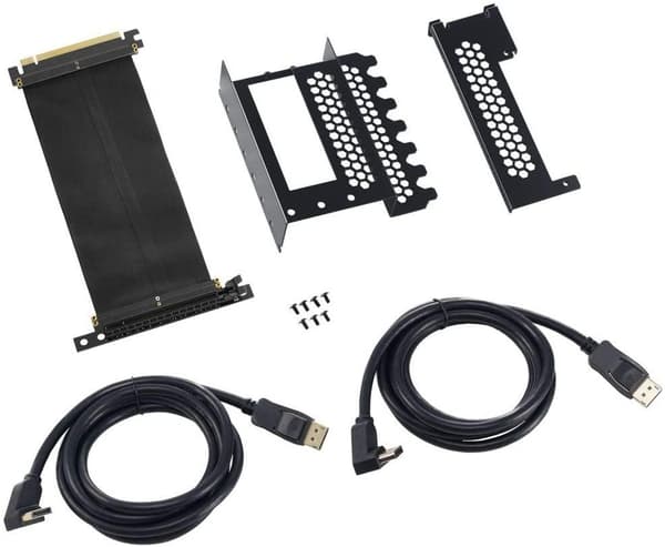 CableMod Vertical Graphics Card Holder with PCIe x16 Riser Cable, 2x DisplayPort - Black