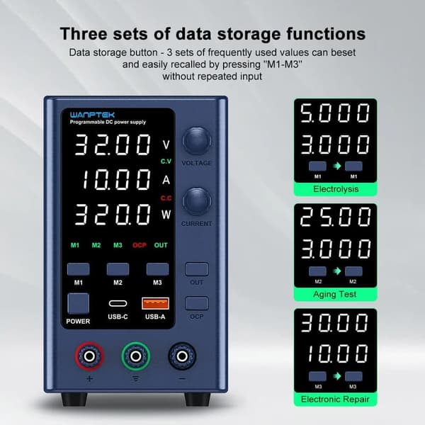 EPS3210 Reguleret strømforsyning med 0-160V spænding 0-10A Strøm multifunktionsbeskyttelse Overlegen stabilitet digitalt display
