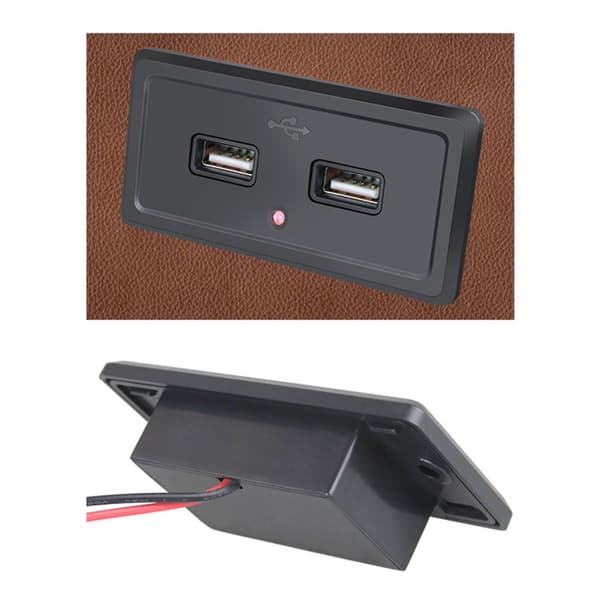 INF Autolaturin latauspaneeli, jossa 2 USB-liitäntää