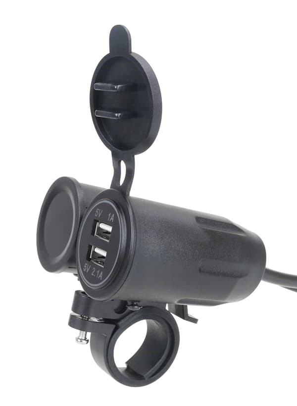 INF 3 in1 Moottoripyörä 3.1A Dual USB Port Laturin pistoke kannatin Volttimittari Lämpötila