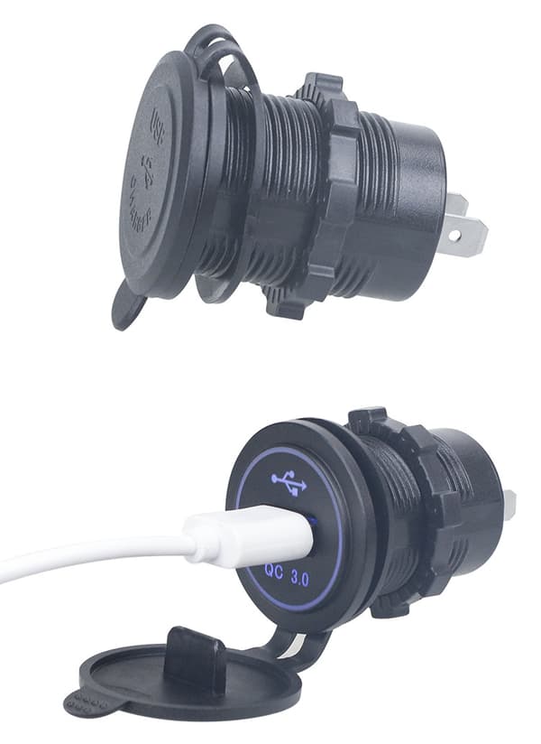 INF QC3.0 Single USB Blue LED Billaddare Adapter