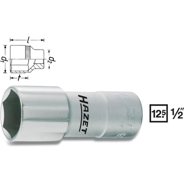 Glödstiftssockel 20,8 mm yttre sexkant Längd: 68 mm Hazet 900MGT Skaft: 1-2 "(12,5 mm) 1 st (s)
