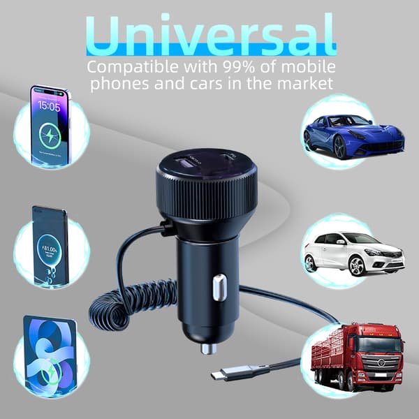 INF Biloplader Universal kompatibilitet med 12-24V køretøjer - Sort 0