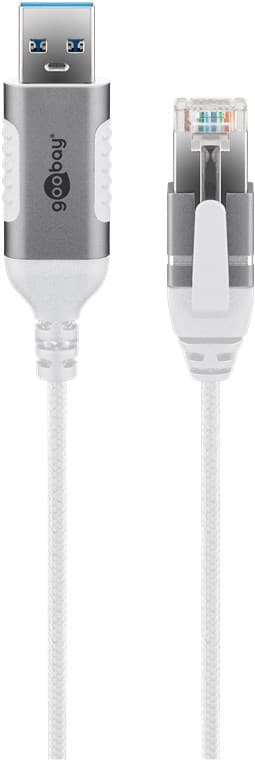 Ethernet-kabel USB-A 3.0 til RJ45, slank, 10 m