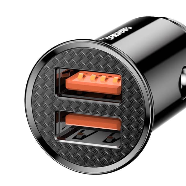 Baseus Circular 2xUSB QC3.0 5A 30W biloplader (sort)