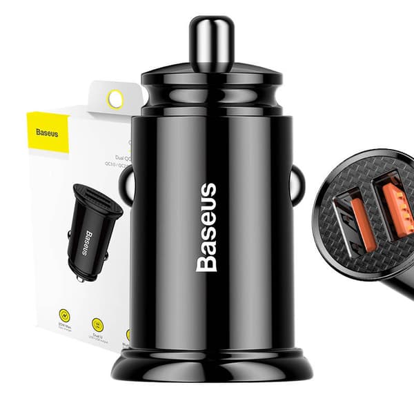 Baseus Circular 2xUSB QC3.0 5A 30W biloplader (sort)