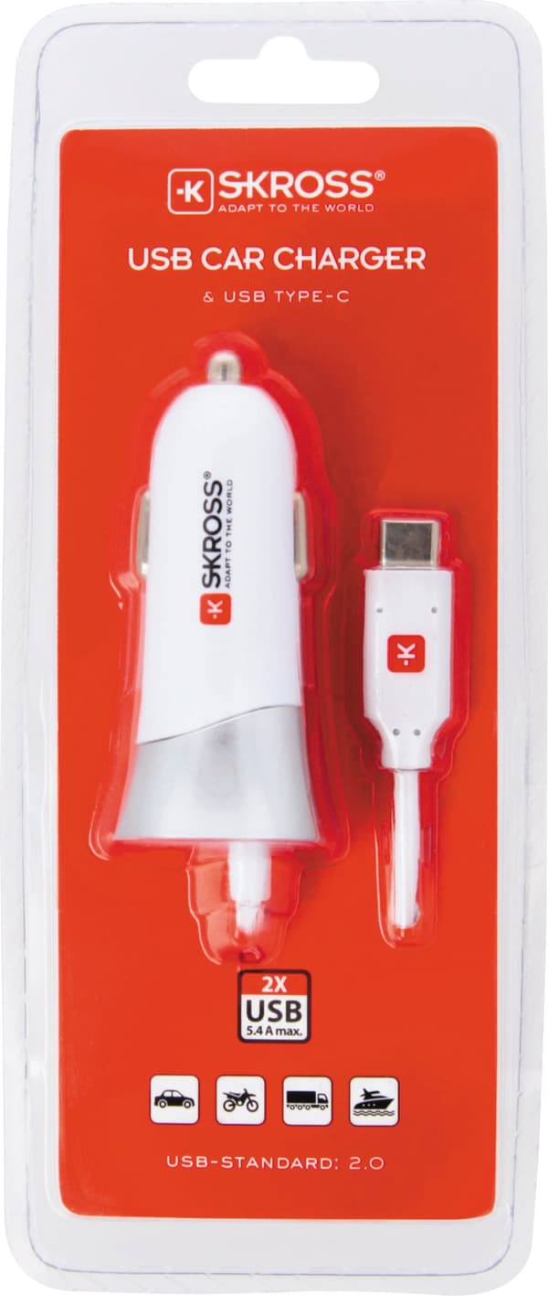 USB-biloplader med Type C -kabel (2.0)