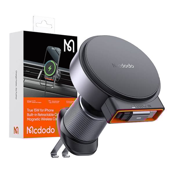 Trådløs billader med uttrekkbar USB-C-kabelMcdodo CH-3000, 15W (svart)