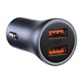 Miniatyrbillede 6 af 11: Ładowarka samochodowa Baseus Golden Contactor Pro, 2x USB, 40W (szara) + USB-kabel til USB-C 1m (Charny)