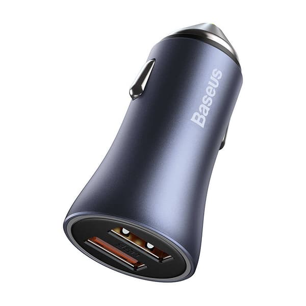 Ładowarka samochodowa Baseus Golden Contactor Pro, 2x USB, 40W (szara) + USB-kabel til USB-C 1m (Charny)